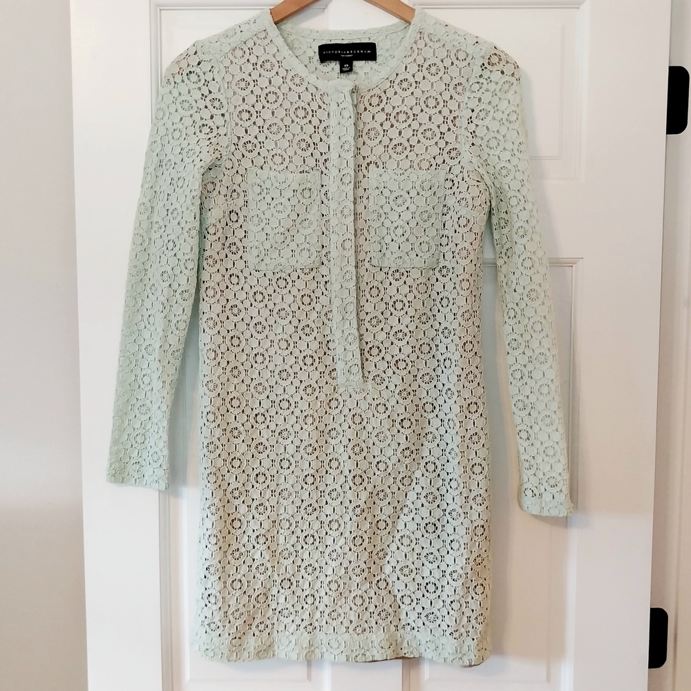 Victoria Beckham for Target Mint Green Lace Long Sleeve Dress